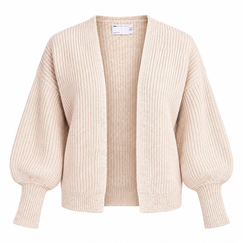 ASOS DESIGN sieviešu krēmkrāsas kardigans ar kuplām piedurknēm