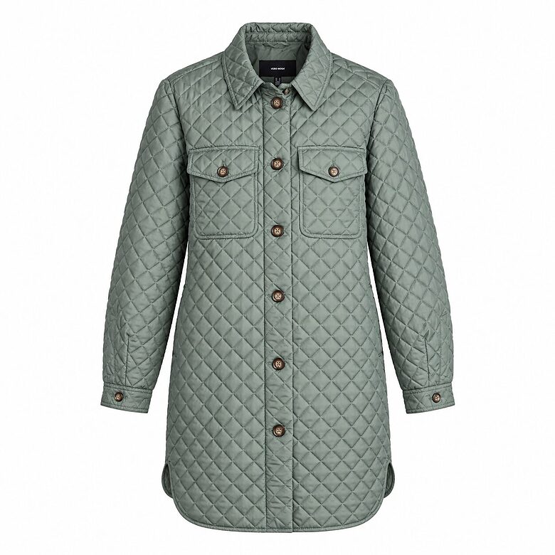 VERO MODA sieviešu zaļš stepēts mētelis