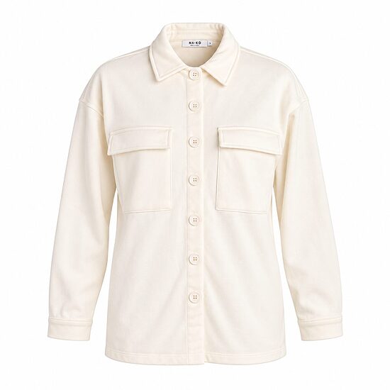 NA-KD women's cream overshirt jacket with pockets